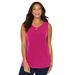Plus Size Women's Crisscross Timeless Tunic Tank by Catherines in Deep Tango Pink (Size 5X)
