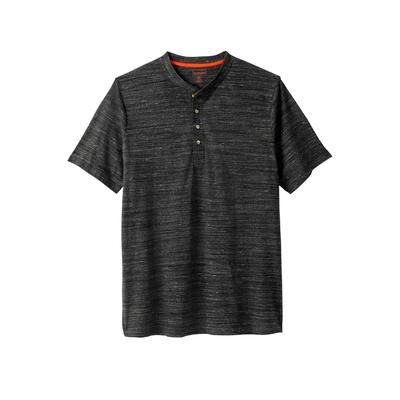 Men’s Big & Tall Heavyweight Short-Sleeve Henley Shirt by Boulder Creek in Black Marl (Size 2XL)