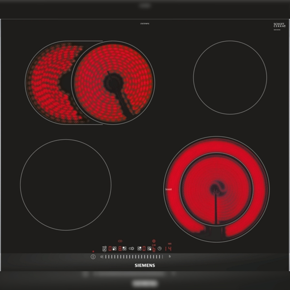 Siemens iQ300, Elektro-Kochfeld, 60 cm, Schwarz, Mit Rahmen aufliegend ET675FNP1E Image