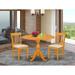 East West Furniture 3 Piece Dining Table Set Contains a Round Dining Room Table with and 2 Kitchen Chairs,(Finish & Seat Option)