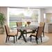 East West Furniture Dinette Set- a Dining Table and Light Sable Linen Fabric Parson Chairs, Wire brushed Black.(Pieces Options)