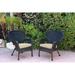 Set of 2 Windsor Black Resin Wicker Chair with Cushion