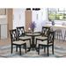 East West Furniture 5 Piece Dining Room Table Set Includes a Round Dining Table and 4 Linen Fabric Chairs, (Finish Options)