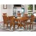 East West Furniture 7 Piece Dining Table Set- of a Rectangle Wooden Table and 6 Dining Room Chairs, Saddle Brown (Seat Option)