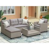 Leisure Zone 4 Piece Patio Furniture Sets, Wicker Ratten Sectional Sofa with Seat Cushions