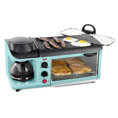 Nostalgia BST3AQ Retro 3-in-1 Family Size Breakfast Station, Aqua