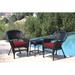 August Grove® Byxbee 3 Piece Seating Group w/ Cushions Synthetic Wicker/All - Weather Wicker/Wicker/Rattan in Red/Black | Outdoor Furniture | Wayfair