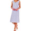 Slenderella Ladies 42" Luxury Summer Lightweight Thin Blue White Flower Sleeveless Wide Strap Nightdress X Large 20 22