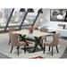 East West Furniture Modern Table Set -a Wooden Table & Coffee Linen Fabric Chairs, Wire brushed Black(Pieces Options)