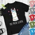 T-shirt manches courtes col rond femme estival et estival NO PROB LLAMA imprimé alpaga