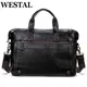 WESTAL-Sacs à main en cuir pour hommes fourre-tout pour ordinateur portable 14 pouces sac lancé