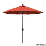 California Umbrella 9' Rd. Aluminum Patio Umbrella, Deluxe Crank Lift with Collar Tilt, Bronze Frame Finish, Sunbrella Fabric