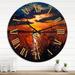 Designart 'Romantic Sunset By Lakeside' Farmhouse wall clock