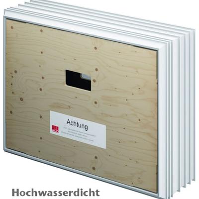 ACO Therm 3.0 Leibungskellerfenster Hochwasserdicht mit 3-fach WSG, Anschlag rechts, 100x100 cm,24 cm