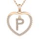 JO WISDOM Women Heart Necklace,925 Sterling Silver 26 Initial Letters Alphabet P Pendant Necklace with 3A Cubic Zirconia with Rose Gold Plated,Personalized Jewellery Gift