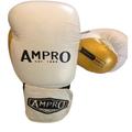 Ampro Impact Gel Sparring Gloves - Boxing/Training/Spar/Bag/Punchbag/Pads/Glove (White/Gold, 16oz)