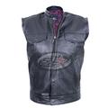 Mens Son Of Anarchy Real Leather" Cut Off" Motorcycle Biker Waistcoat/Vest (XS)