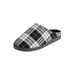 Extra Wide Width Men's Fleece Clog Slippers by KingSize in Heather Grey Plaid (Size 10 EW)