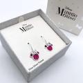 Disney Jewelry | Disney Minnie Mouse Pink Glitter Dangle Earrings | Color: Pink/Silver | Size: Os