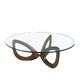 Table basse effet bois noyer et verre