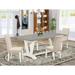 East West Furniture Dining Table Set with Wood Table and Linen Fabric Dining Chairs Linen White Finish(Pieces Options)