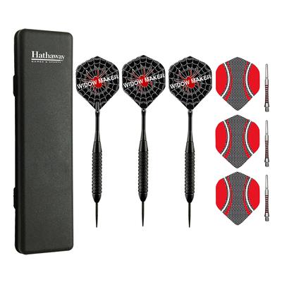 Hathaway Widow Maker Steel Tip Darts with Brass Barrels (Set of 3) - Black/Red