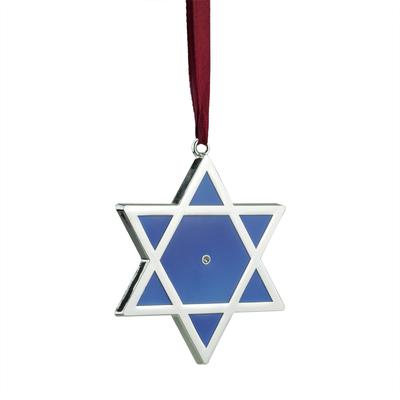 3" Silver Blue Shiny Star of David European Crystal Hanukkah Ornament