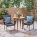 Linwood Outdoor 3 Piece Wood and Wicker Bistro Set by Christopher Knight Home