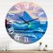 Designart 'Blue Waves Breaking At The Beach I' Nautical & Coastal wall clock