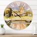 Designart 'Historic Church On The Rock On Banks of The River' Lake House wall clock