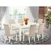 East West Furniture Kitchen Table Set Contains a Dining Room Table and Linen Fabric Parson Chairs , (Finish & Pieces Options)