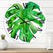 Designart 'Tropical Leaf Of Monstera I' Farmhouse wall clock