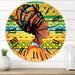 Designart 'African American Woman with Turban III' Modern wall clock