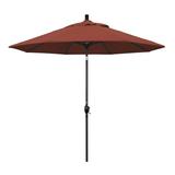 California Umbrella 9' Rd. Crank Lift Push Button Tilt Aluminum Aluminum Patio Umbrella, Black Finish, Olefin Fabric