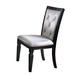 Wooden Side Chair with Leatherette Seating, Set of 2, Silver and Black