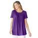 Plus Size Women's Short-Sleeve Pintucked Henley Tunic by Woman Within in Radiant Purple (Size 38/40)