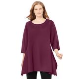 Plus Size Women's French Terry Handkerchief Hem Tunic by Woman Within in Deep Claret (Size L)