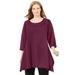 Plus Size Women's French Terry Handkerchief Hem Tunic by Woman Within in Deep Claret (Size L)