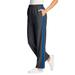 Plus Size Women's Side Stripe Cotton French Terry Straight-Leg Pant by Woman Within in Heather Charcoal Bright Cobalt (Size 18/20)