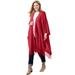 Plus Size Women's Fringed Cape by Woman Within in Classic Red Sweater