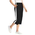 Plus Size Women's Side-Stripe Cotton French Terry Capri by Woman Within in Black White (Size 26/28)