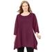 Plus Size Women's French Terry Handkerchief Hem Tunic by Woman Within in Deep Claret (Size M)