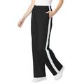 Plus Size Women's Side Stripe Cotton French Terry Straight-Leg Pant by Woman Within in Black White (Size 12)