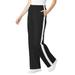 Plus Size Women's Side Stripe Cotton French Terry Straight-Leg Pant by Woman Within in Black White (Size 12)