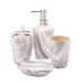 Gray Marble Porcelain Bath Accessory Set - 3 in diameter x 7 inches tall