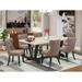 East West Furniture Dining Set- a Dining Table and Coffee Linen Fabric Upholstered Chairs, Black(Pieces Options)