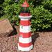 Sunnydaze Red Horizontal Stripe Solar LED Lighthouse Outdoor Decor - 36-Inch