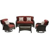 Hanover Strathmere 4-Piece Lounge Set in Crimson Red