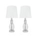 Aspen Creative Two Pack 18 1/2" High Glass & Metal Table Lamp Satin Nickel Finish and Off White Empire Shaped Lamp Shade 9" Wide