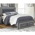 Signature Design by Ashley Lodanna Storage Standard Bed Upholstered in Brown/Gray | King | Wayfair